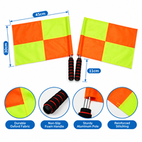 Drapeau de signalisation de football imperméable en tissu Oxford pour arbitre, avec mât en aluminium et poignée en mousse antidérapante pour les matchs de football