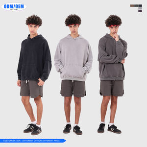 Sweat à capuche vintage personnalisé style hip-hop pour homme, en coton épais, design à effet deux pièces, coupe ample pour l'automne - Product Image 1