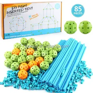 85PCS Kids Creative STEM Fort Building Kit giocattolo per ragazzo e ragazza castelli fai da te tunnel gioca tenda Rocket Tower Indoor & Outdoor