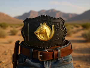 Fibbia per Cintura Grande Irregolare in Argento Opaco Nero 5.0cm in Lega Placcata Stile Western - Product Image 2