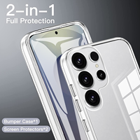 Étui de téléphone à protection double face 360° pour Samsung Galaxy S25 Ultra S24 S23 S22, coque de téléphone transparente flexible en PC TPU anti-chute