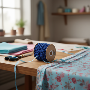 Passamaneria Ilan Pom Pom Larga 2.0 Cm, 20 Iarde Blu per Decorazione Orlo Gonna - Product Image 2