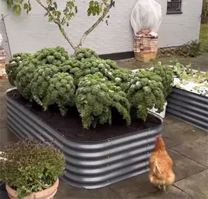 Camas de jardín elevadas de metal Maceta grande para exteriores Macetas de acero galvanizado