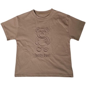 T-Shirt a Maniche Corte per Bambini con Orso in Rilievo Tridimensionale, Cotone Morbido Traspirante 220g, Casual per Ragazzi e Ragazze - Product Image 4
