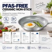 Poêle à frire en céramique G8 renforcée au titane de qualité supérieure, entièrement en acier inoxydable triple couche, antiadhésive, compatible induction, gaz et électrique