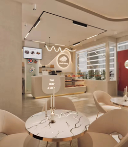 LED Wood Coffee Shop Display Cabinet | Custom Showcase for Retail Interior Design - Product Image 4