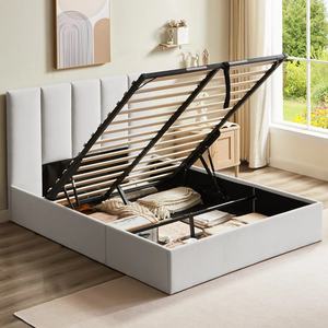 Cadre de <span class=keywords><strong>lit</strong></span> rembourré au design minimaliste avec grand espace de rangement, <span class=keywords><strong>lit</strong></span> confortable et moelleux avec barre de levage réglable, gain de place - Product Image 6