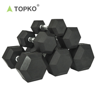 Haltères hexagonaux en caoutchouc TOPKO 2-100LB pour usage domestique, haltères de musculation, revêtement en caoutchouc, ensemble d'haltères en fonte