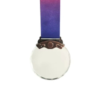Médaille de logo personnalisé sport personnalisé en gros Médaille de cristal vierge personnalisée avec ruban Médaille de cristal souvenir