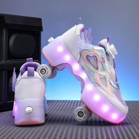 Chaussures de sport respirantes à semelle extérieure en TPR avec LED personnalisées pour enfants, patins à roulettes, baskets, mode étudiante