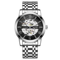 Montres-bracelets automatiques squelette de haute qualité personnalisés OEM pour hommes Montre d'affaires de luxe à bracelet en acier inoxydable au design classique