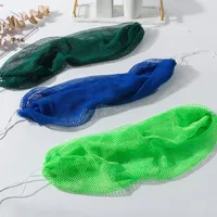 Éponge de douche exfoliante réutilisable en maille non tissée 100 % polyester avec cordon de serrage, serviette de bain à haute élasticité pour gommage corporel