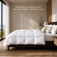Couette matelassée toutes saisons en duvet de canard blanc 50 %, taille Queen, chaleur toute l'année, en coton anti-déchirure, matelassage en boîte, vente en gros OEM
