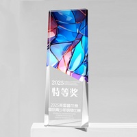 Trofeo de Cristal Personalizado, Recuerdos de Competición, Trofeo de Cristal de Color Personalizado, Impresión UV, Trofeo de Premio Minimalista Grabado