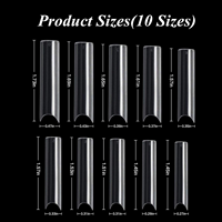 Pointes d'ongles extra longues demi-couvrantes 100 pièces, pointes carrées droites extra longues pour ongles en acrylique avec boîte