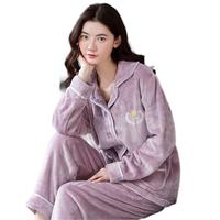 Vente en gros de pyjamas pour femmes corail polaire automne/hiver nouveaux vêtements de maison pour jeunes ensemble de pyjamas chauds à la mode vêtements de maison sexy