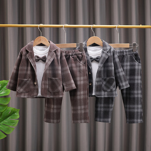 Nuovo Completo Autunnale per Ragazzi, Elegante Abito con Blazer, <span class=keywords><strong>Set</strong></span> di 3 Pezzi alla Moda per Feste, Costume da Gentiluomo per Bambini per Eventi - Product Image 1