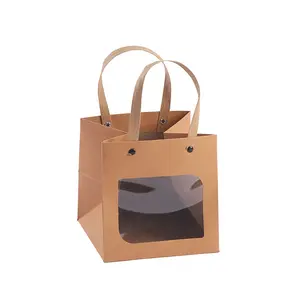 Новое поступление, переносная Цветочная сумка с улыбающимся лицом, Цветочная сумка, сложенная квадратная крафт-бумажная сумка для подарка