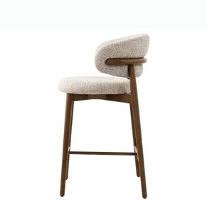 Solid Wood <strong>Bar</strong> Chair with <strong>Upholstered</strong> <strong>Fabric</strong> Seat &amp; <strong>Back</strong>, Modern Walnut High <strong>Bar</strong> <strong>Stool</strong> for Cafe Restaurant Kitchen <strong>Bar</strong> - Product Image 3