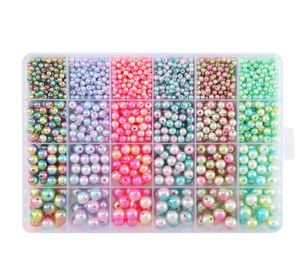 Qiao 24-Grid 4mm-10mm Mermaid degrade akrilik boncuk kiti sihirli renk delikli inci için DIY bilezik kolye aksesuar - Product Image 6