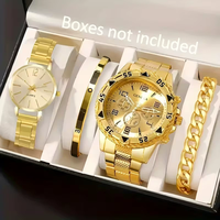 Ensemble de bijoux pour couple tendance, 4 pièces : montre homme, bracelet, montre femme à quartz