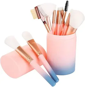 High quality 12pcs makeup brush black pink professional beautiful makeup brush kit with customize box