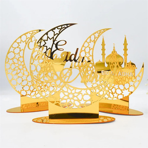 Decoración de mesa Eid Mubarak, adorno acrílico, suministros para fiestas musulmanas islámicas, estrella de Luna Dorada, adornos <span class=keywords><strong>Corban</strong></span> de mesa - Product Image 1