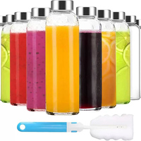 Bouteilles en verre transparent réutilisables de 18 oz avec couvercles, ensemble de 8 bouteilles à jus, pots à boisson