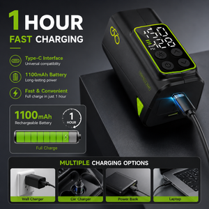 Pompe à <span class=keywords><strong>vélo</strong></span> <span class=keywords><strong>électrique</strong></span> intelligente de poche, arrêt automatique, 150 PSI, compresseur d'air sans fil, rechargeable par Type-C, gonfleur portable <span class=keywords><strong>pour</strong></span> <span class=keywords><strong>vélo</strong></span> - Product Image 6
