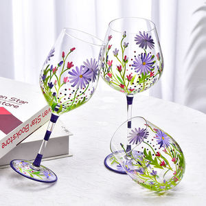 Verres à vin en <span class=keywords><strong>verre</strong></span> peints à la main pour la maison et le bar, avec des designs frais et uniques, et <span class=keywords><strong>un</strong></span> style personnel - Product Image 4
