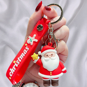 Mini cadeau de Noël de luxe, porte-clés en caoutchouc PVC 3D, poupée décorative avec barbe de Père Noël, figurine de bonhomme de neige, arbre de Noël, porte-clés en vrac - Product Image 6