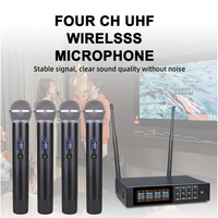 Teknologi Baru Harga Terjangkau ID Terkunci Frekuensi UHF Dapat Disesuaikan 4 Kanal Mikrofon Nirkabel Genggam Dinamis Ringan Peredam Kebisingan