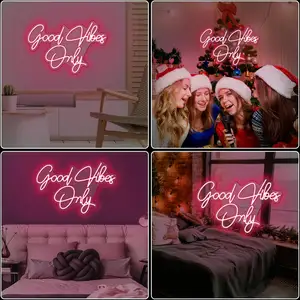Customized Advertising Acrylic Neon Signs Usb Operated Good Vibes Led Neon Lights Sign For Party Room Bedroom Wall Mounted Decor