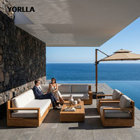 YORLLA Ensemble de canapés modulaires en teck minimaliste sur mesure, fabricant de sièges d'extérieur en bois