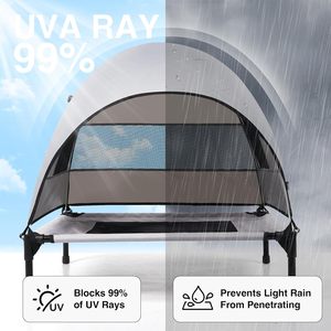 Cuccia rialzata per cani da esterno con tenda parasole rinfrescante, tenda da campeggio, tettuccio rimovibile, <span class=keywords><strong>lettino</strong></span> fuori terra, piccola - Product Image 3