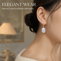 Boucles d'oreilles pendantes en perles d'eau douce baroques 12-14 mm colorées en argent sterling 925 pour femmes