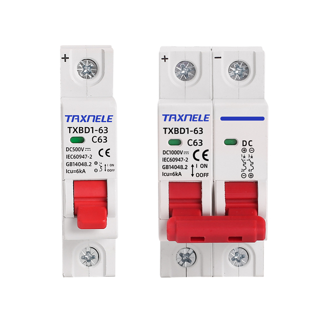 Miniature Circuit Breaker 2P/1P DC 1000V 6A/10A/16A/20A/25A/32A/40A/50A/63A Solar Mini Battery Switch for Photovoltaic PV System