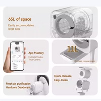 Bac à litière intelligent pour chat de 65 L avec caméra WiFi et purification de l'air frais, nettoyage automatique pour plusieurs chats