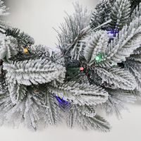 Karangan Bunga Natal Bulat dengan Lampu LED, Dapat Disesuaikan, Gaya Eropa, Semi-Handmade, Bahan PEPVC, Model WD-1520