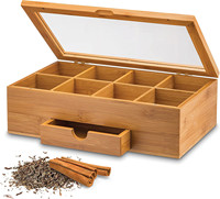 Premium Bamboo Tea Box Organizer Holz Tee kiste mit ausziehbarer Schublade und Acryl fenster Magnet deckel hält Teebeutel frisch