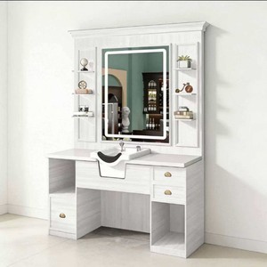 Estación de Estilismo Profesional para Salón de Belleza con Lavabo Integrado y Espejo con Luz LED - Mueble de Lujo para <span class=keywords><strong>Barber</strong></span>ía - Product Image 2