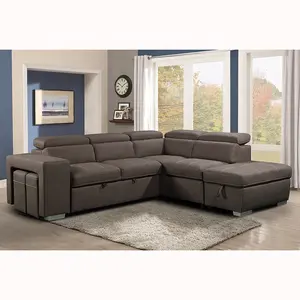 Tempat Tidur sofa mewah, bingkai kayu kuat bahan kain modern, furnitur sofa ruang tamu dengan fungsi penyimpanan