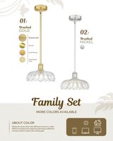 Luminaire suspendu en verre doré style campagne française, hauteur réglable, support de lampe E26, adapté pour la table de chevet et le coin lecture