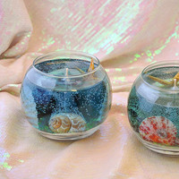 Großhandel Einzigartiges Design Natürliches Gel Soja wachs Benutzer definierte Ozean True Shells Dekoration Aroma therapie Duft kerzen mit Cotton Wick