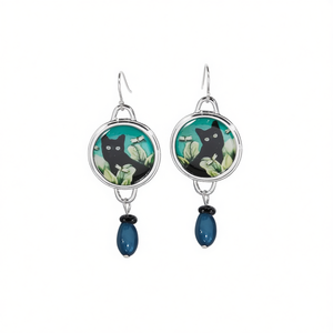 Orecchini Pendenti Vintage a Forma di Gatto, Placcati in Argento, in Lega di Zinco con Incastonatura a Castone, Perle Imitate, Gioielli di Moda da Donna, Regalo - Product Image 1