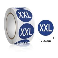 Autocollants adhésifs personnalisés, imperméables, durables et bon marché, RTS 500 pièces par rouleau, 1 pouce/25 mm, XXS-4XL