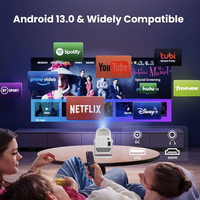 Puce Android 13.0 Amlogic T950S AUTO Keystone Projecteur vidéo pour maison intelligente haute luminosité