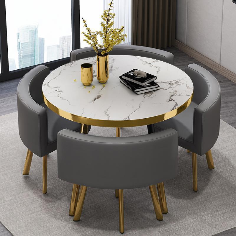 Gris 1 table 4 chaise cuir gris