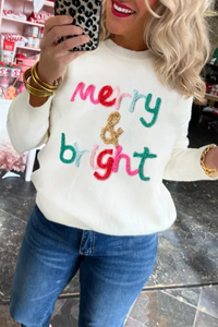 Vente en gros 2025 Mesdames Automne Hiver Chic Blanc Merry & Bright Holly Jolly Pulls <span class=keywords><strong>de</strong></span> <span class=keywords><strong>Noël</strong></span> décontractés personnalisés pour femmes - Product Image 2