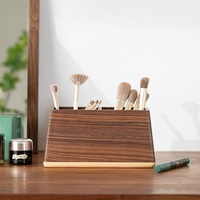 Organisateur de bureau artisanal en bois de noyer, porte-stylos à 2 compartiments, plateau à 4 compartiments pour l'école, le bureau, la maison, rangement de bureau, vente en gros